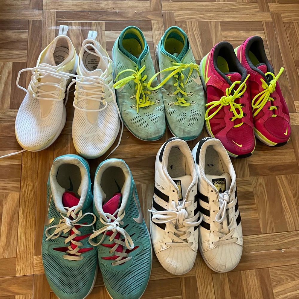 Lot of 5 Nike and Adidas Sneakers